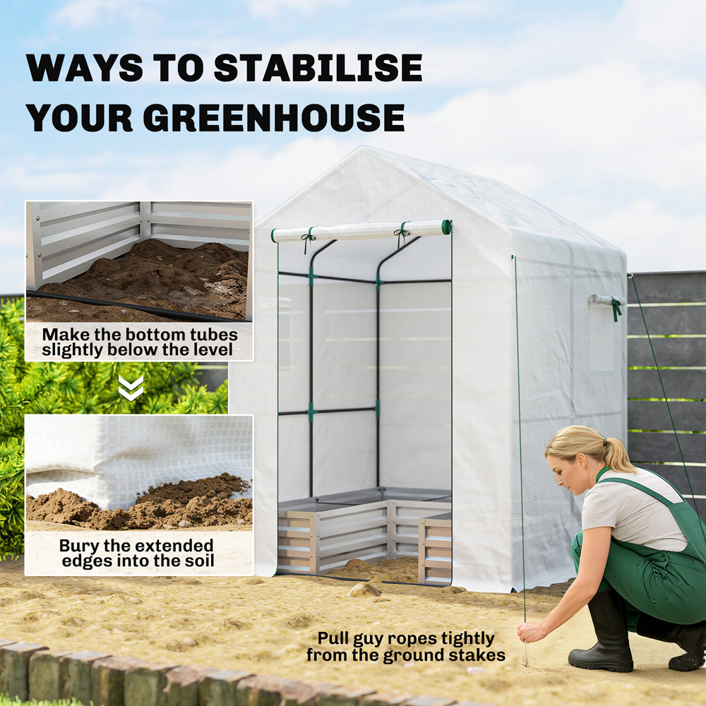 Outsunny White 6.5 x 2.4ft Mini Greenhouse with Roll Up Door Image 4
