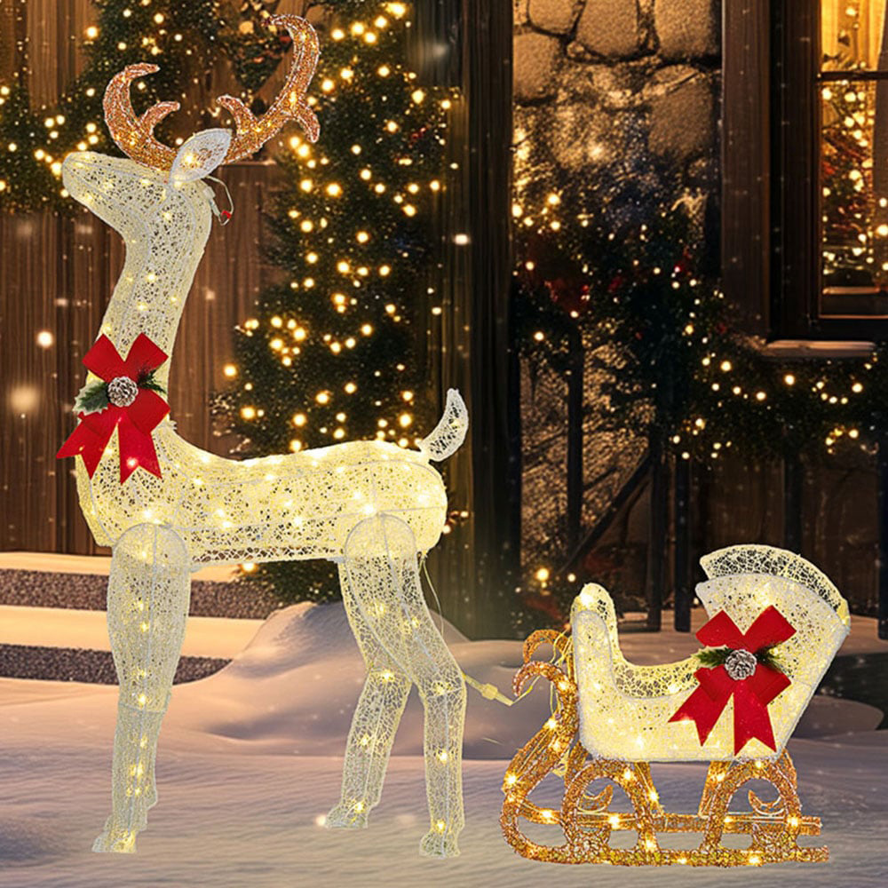 Everglow Light Up Reindeer and Sleigh Christmas Decoration Image 2