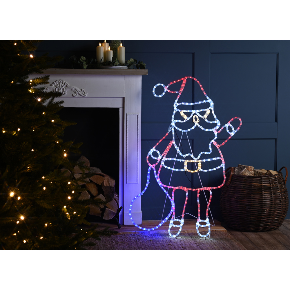 Festive Multicolour and White Flash LED Santa Silhouette Christmas Decoration 100cm Image 2