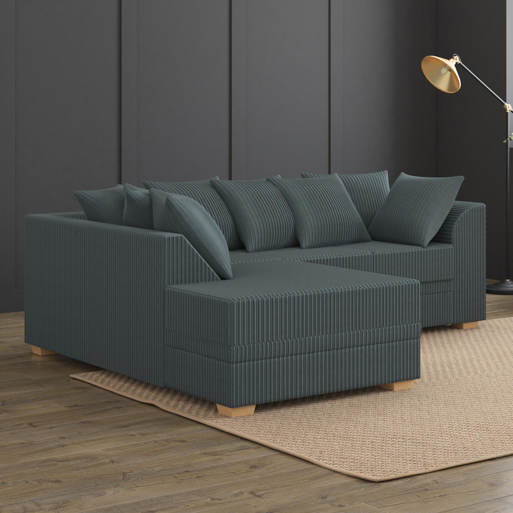 Modo 3 Seater Charcoal Jumbo Cord Left Hand Scatter Back L-Shape Corner Sofa Image 6