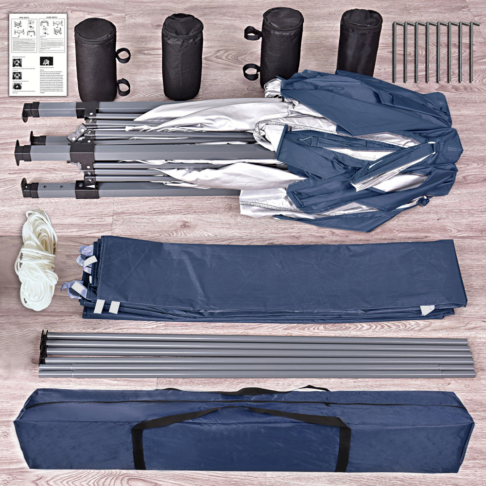 Blue Pop Up Outdoor Canopy Tent with Removable Sidewalls 3 x 3m Image 8