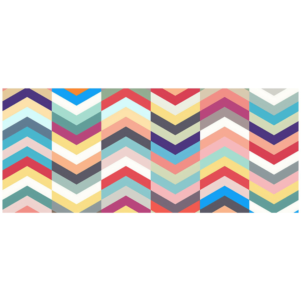 Warren Reed Designer Geometric Multi Coloured Chevron Pattern Glass Bathroom Splashback 25 x 60cm Image 2