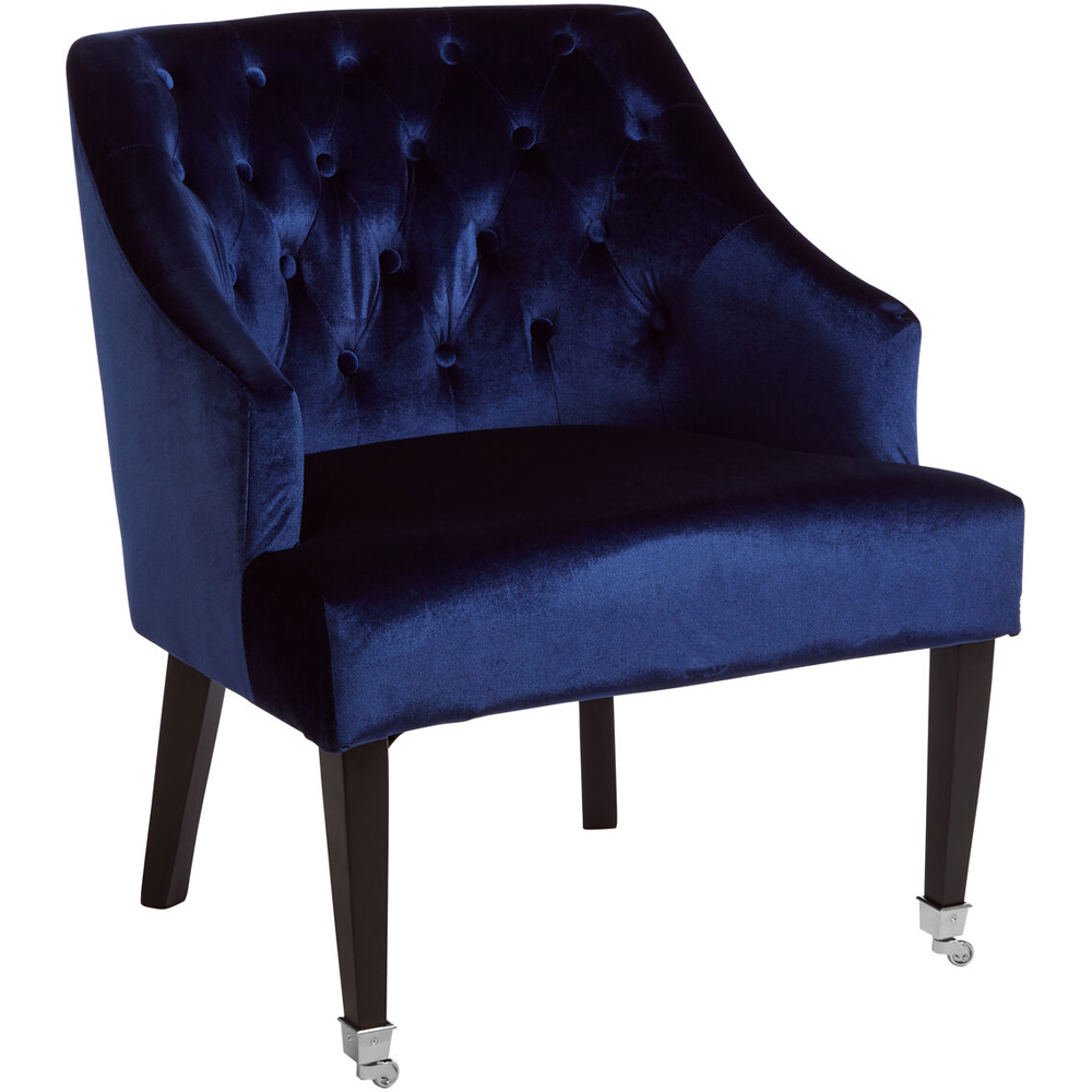 Premier Housewares Darwin Blue Velvet Lounge Chair Image 2