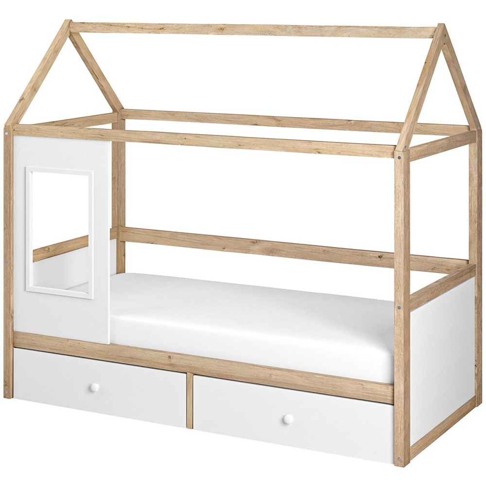Flair Ted White Wooden Play House Bed Frame with Storage Image 2