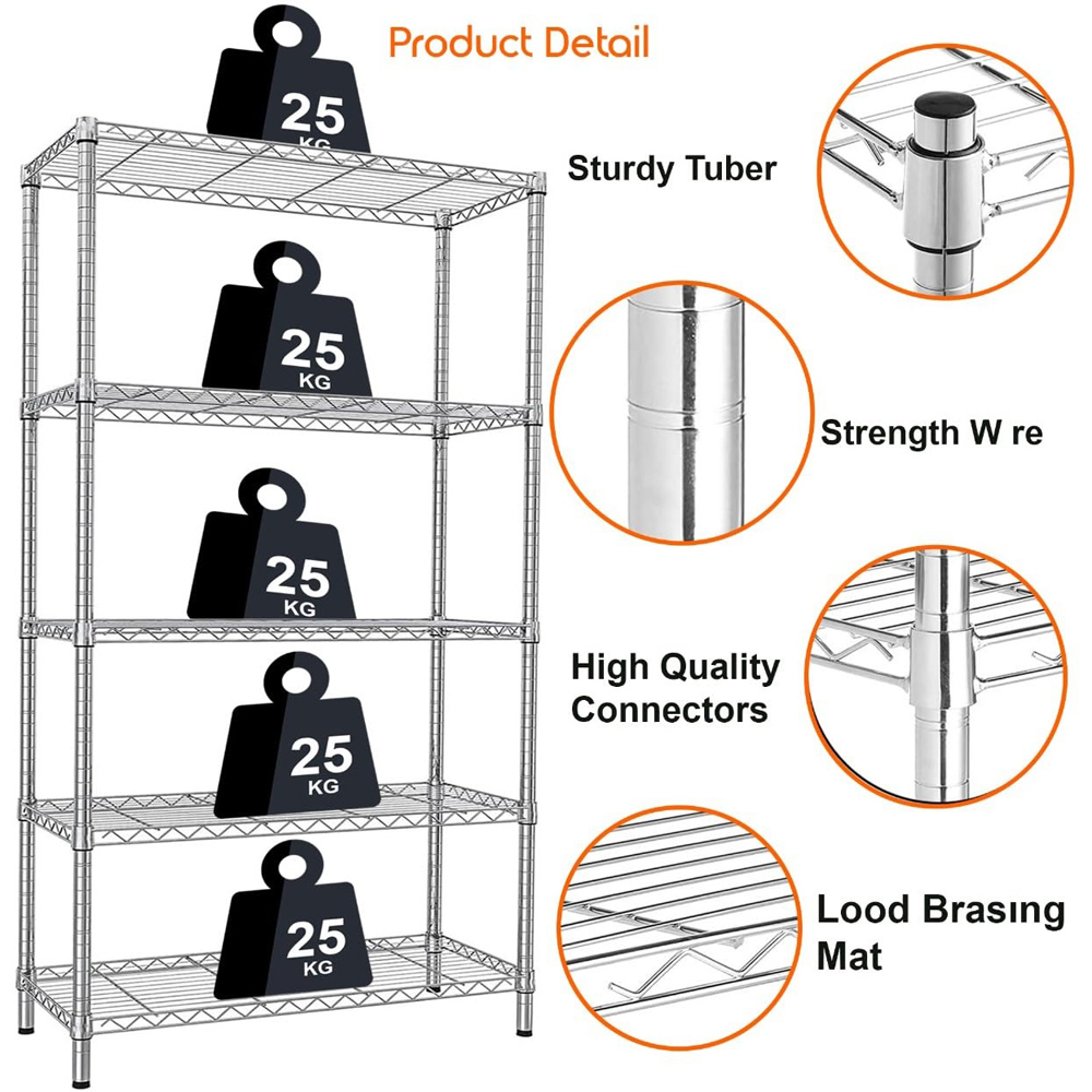 ATEK 5-Tier Silver Metal Wire Storage Rack Image 4