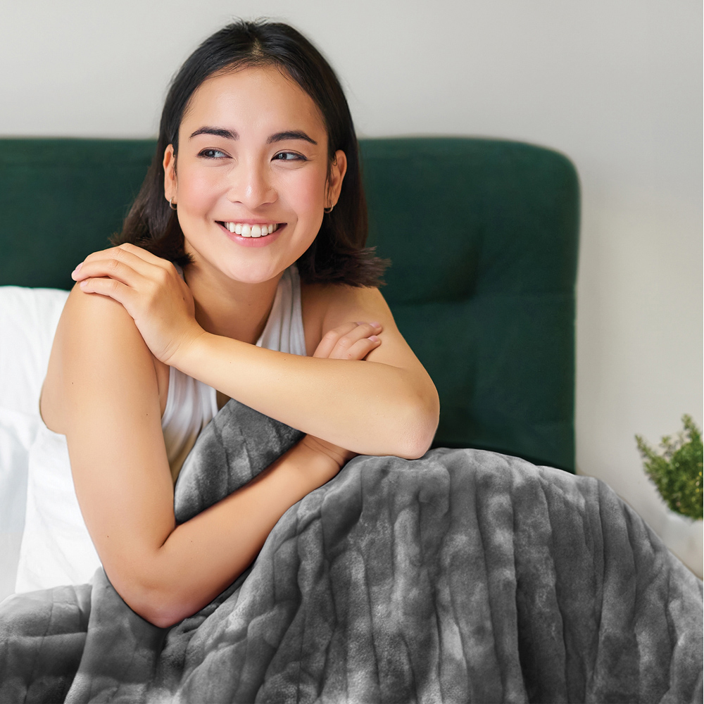 Pro Breeze Grey Fleece Electric Heated Throw Image 2