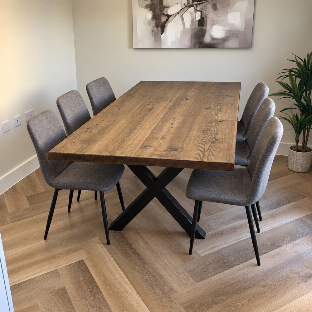 Homebase Jacobean Brown 6 Seater Sleek and Slender Reclaimed Dining Table 80 x 180cm Image 3