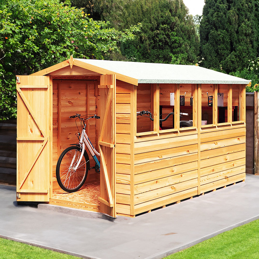 Shire 10 x 6ft Double Door Dip Treated Overlap Apex Shed Image 2