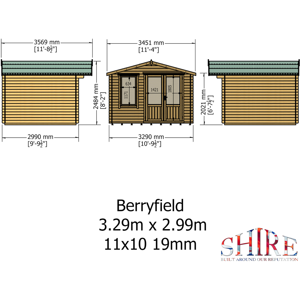 Shire Berryfield 11 x 10ft Wooden Log Cabin Image 9