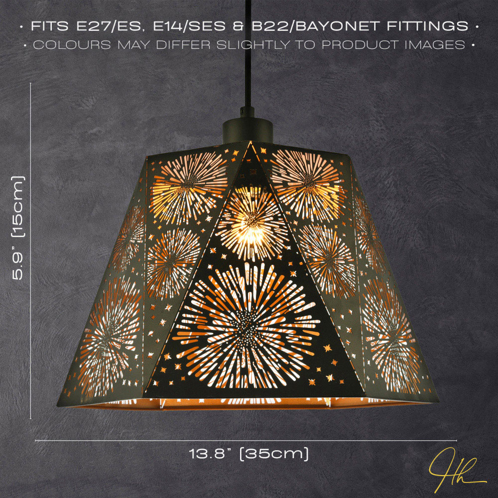 Happy Homewares Matte Black Hexagonal Pendant Lamp Shade Image 7