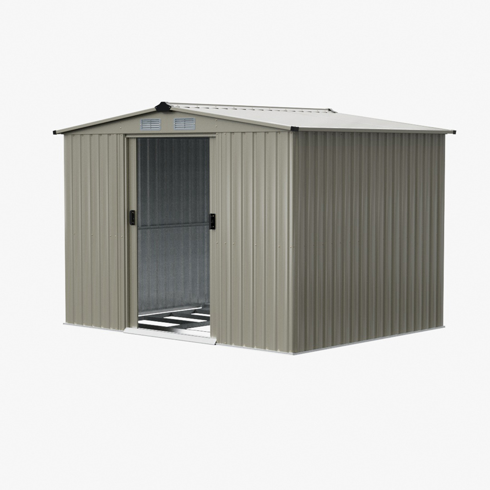 Living and Home 8 x 6ft Grey Metal Apex Garden Storage Shed Image 6