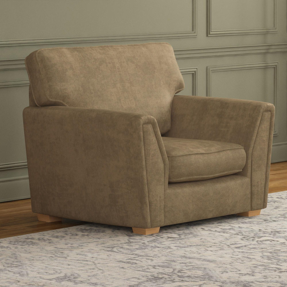 Wendleberry Mink Plush Velvet Fixed Back Armchair Image 5