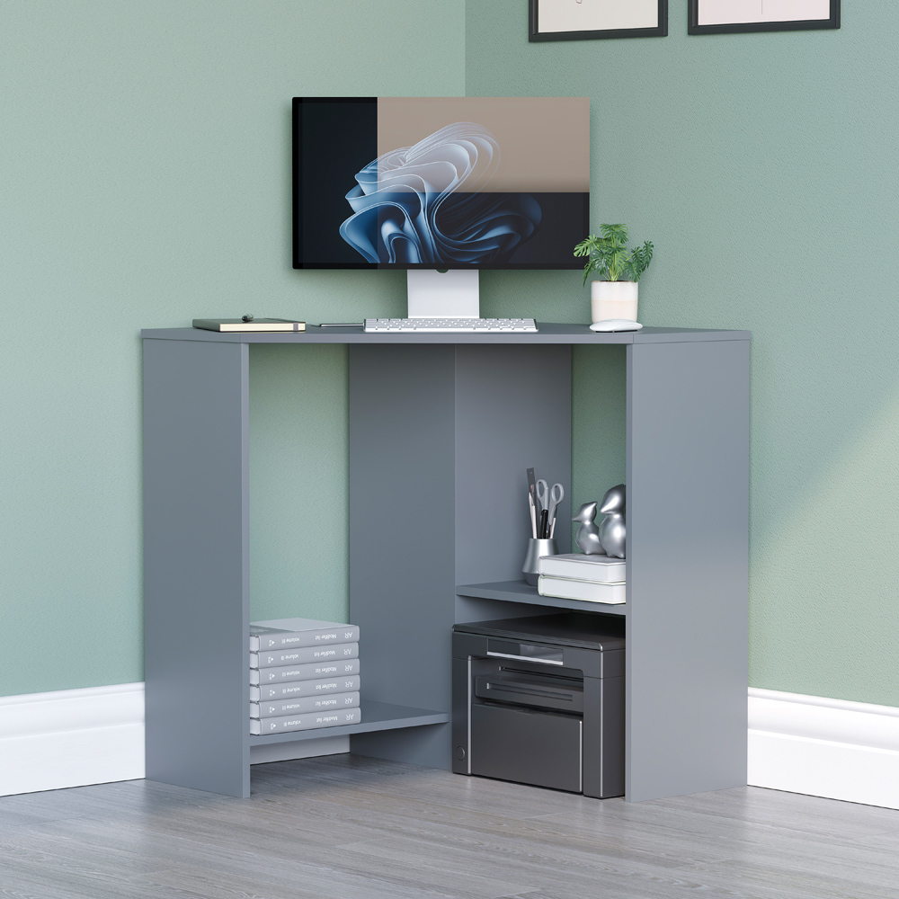 Vida Designs Hetton Corner Computer Desk Grey Image 4