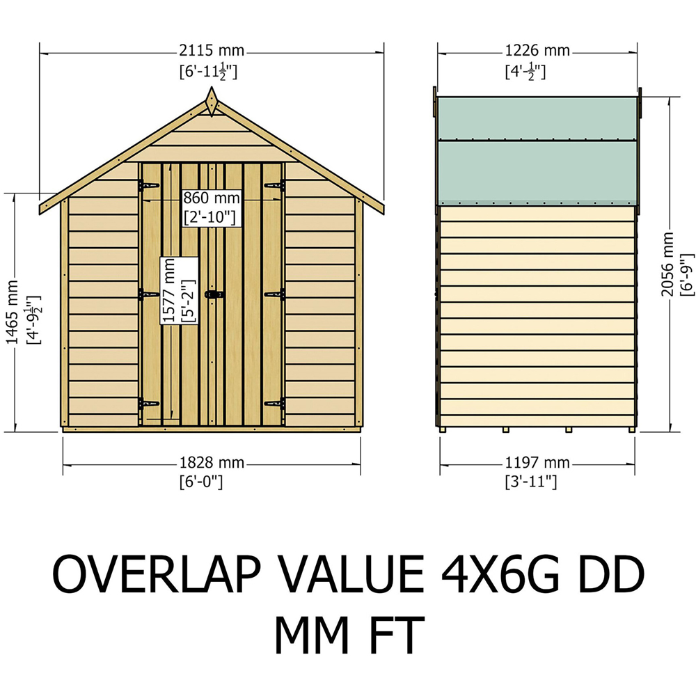 Shire GB Garden Value 4 x 6ft Overlap Double Door Garden Shed Image 7