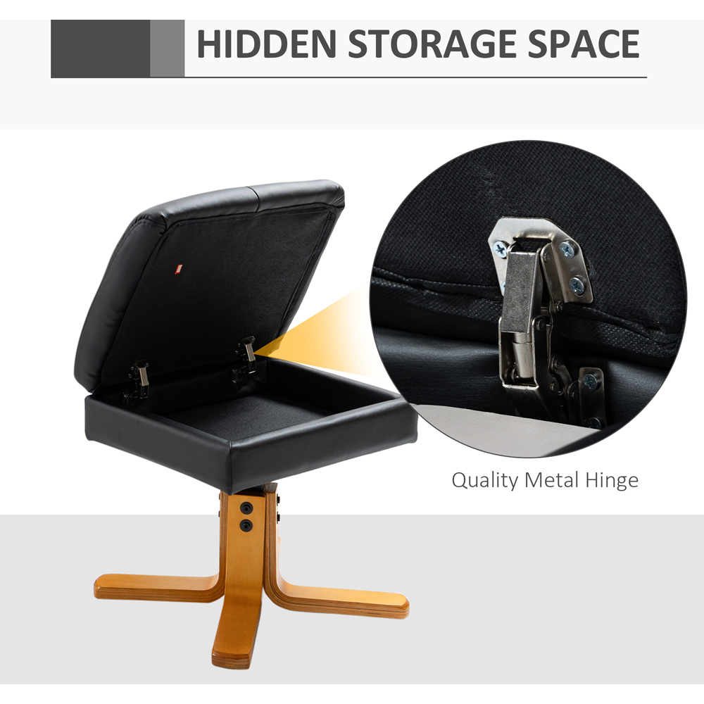 Portland Black Faux Leather Swivel Recliner Chair with Footstool Image 5