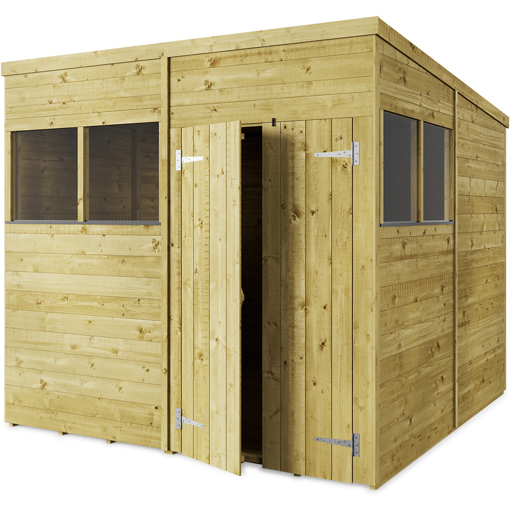 StoreMore 8 x 8ft Double Door Tongue and Groove Pent Shed Image 1
