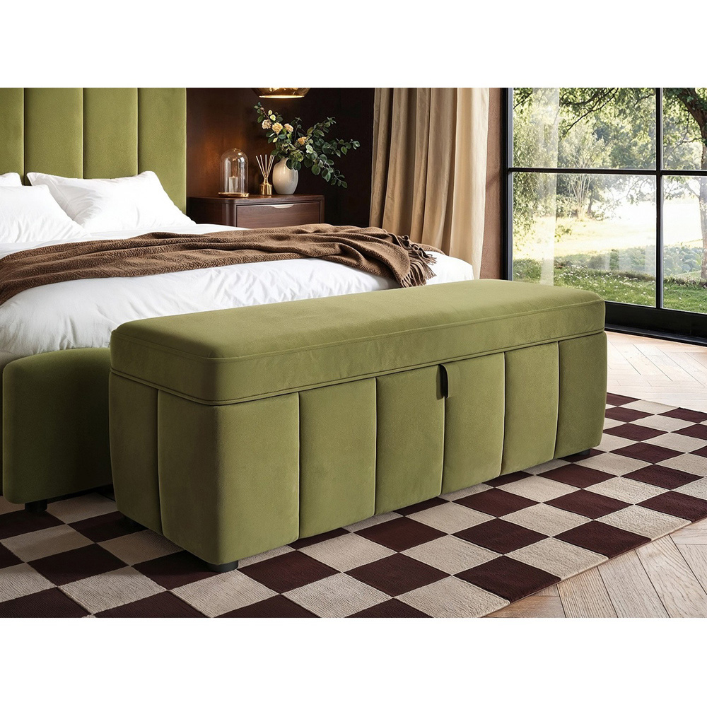 SOLACE+CO Emilie Green Velvet Blanket Box Image 6