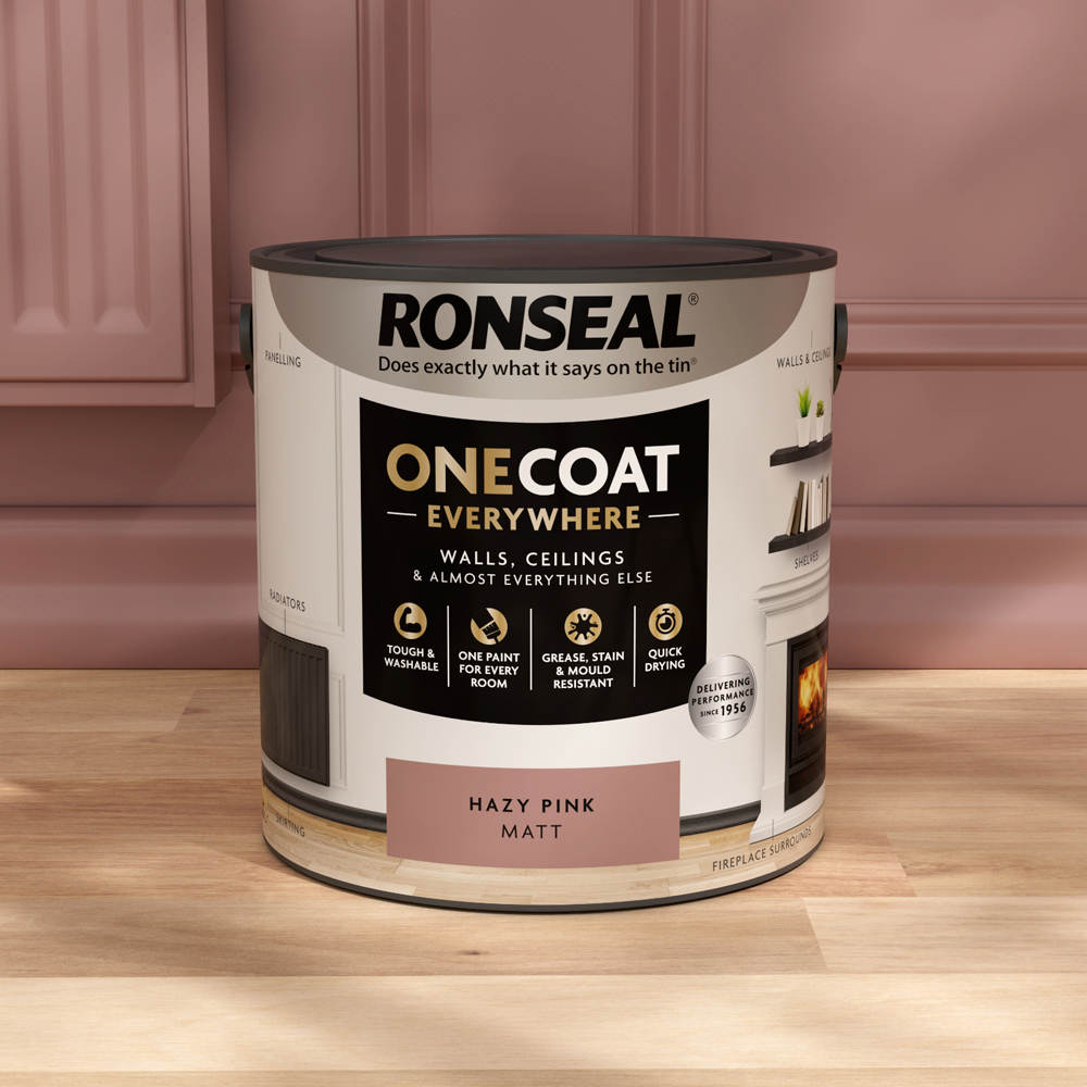Ronseal One Coat Everywhere Hazy Pink Matt Interior Paint 2.5L Image 5
