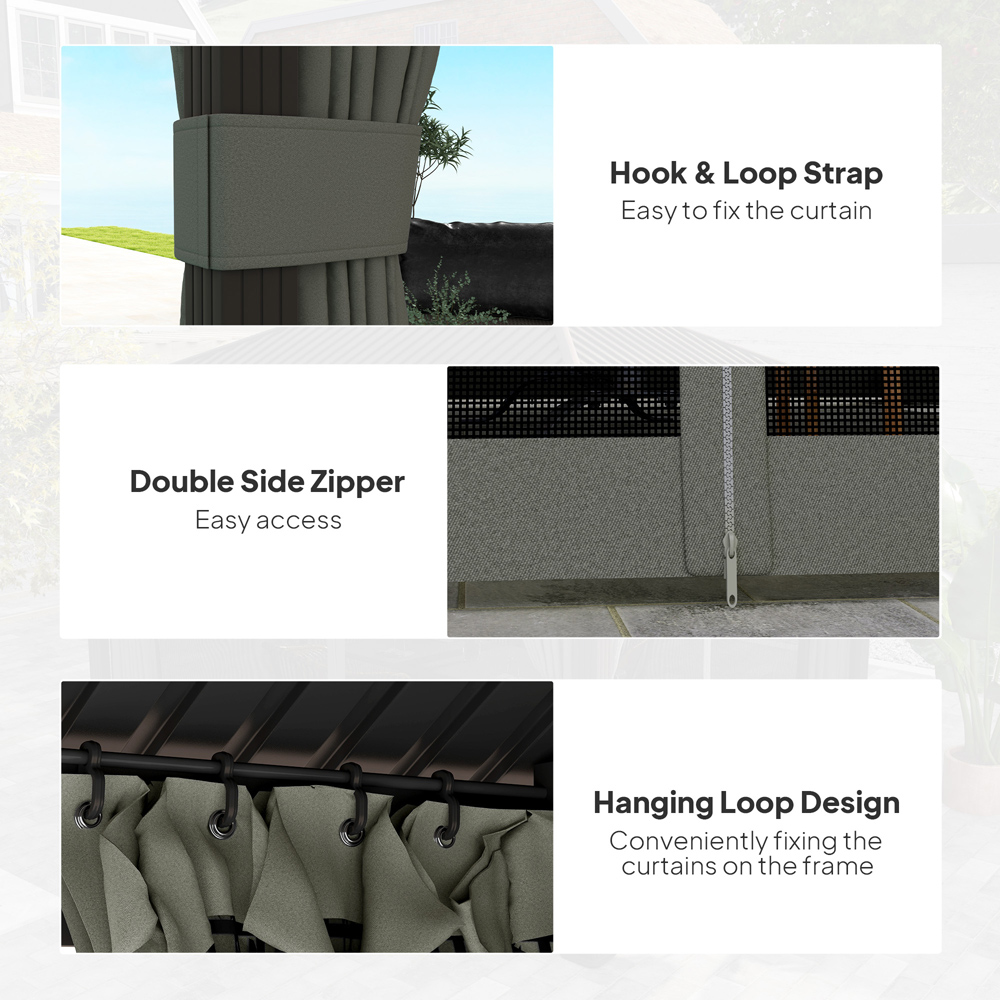 Outsunny 3.6 x 3m Dark Grey Metal Hard Top Gazebo with Screened Curtain Image 6