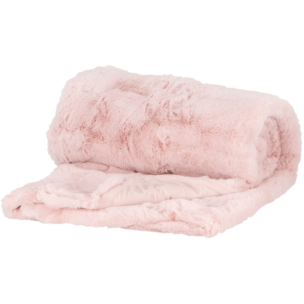 Divante Blush Rabbit Faux Fur Throw 127 x 152cm Image 2