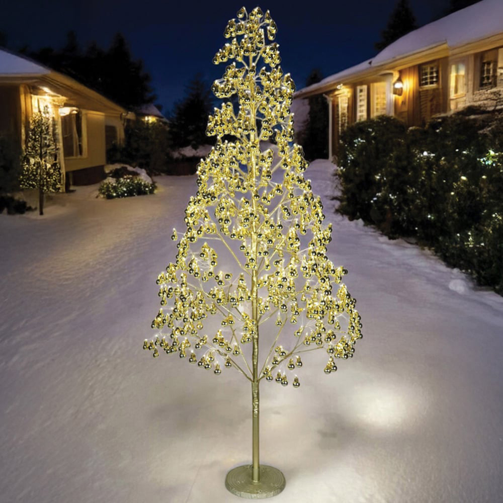 Xmas Haus 1200 Warm White Micro LED Pre-Lit Artificial Christmas Tree with Gold Baubles 7ft Image 2