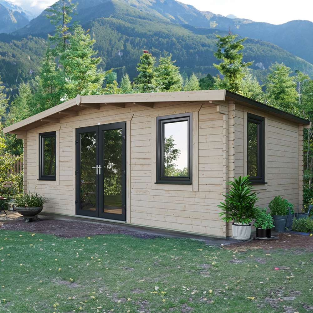 Power Sheds 12 x 20ft Centre Double Door Chalet Log Cabin Image 2