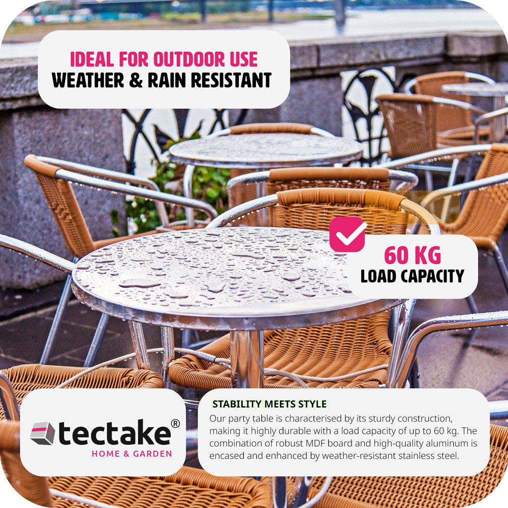 tectake Grey Height Adjustable Bar Table Image 7