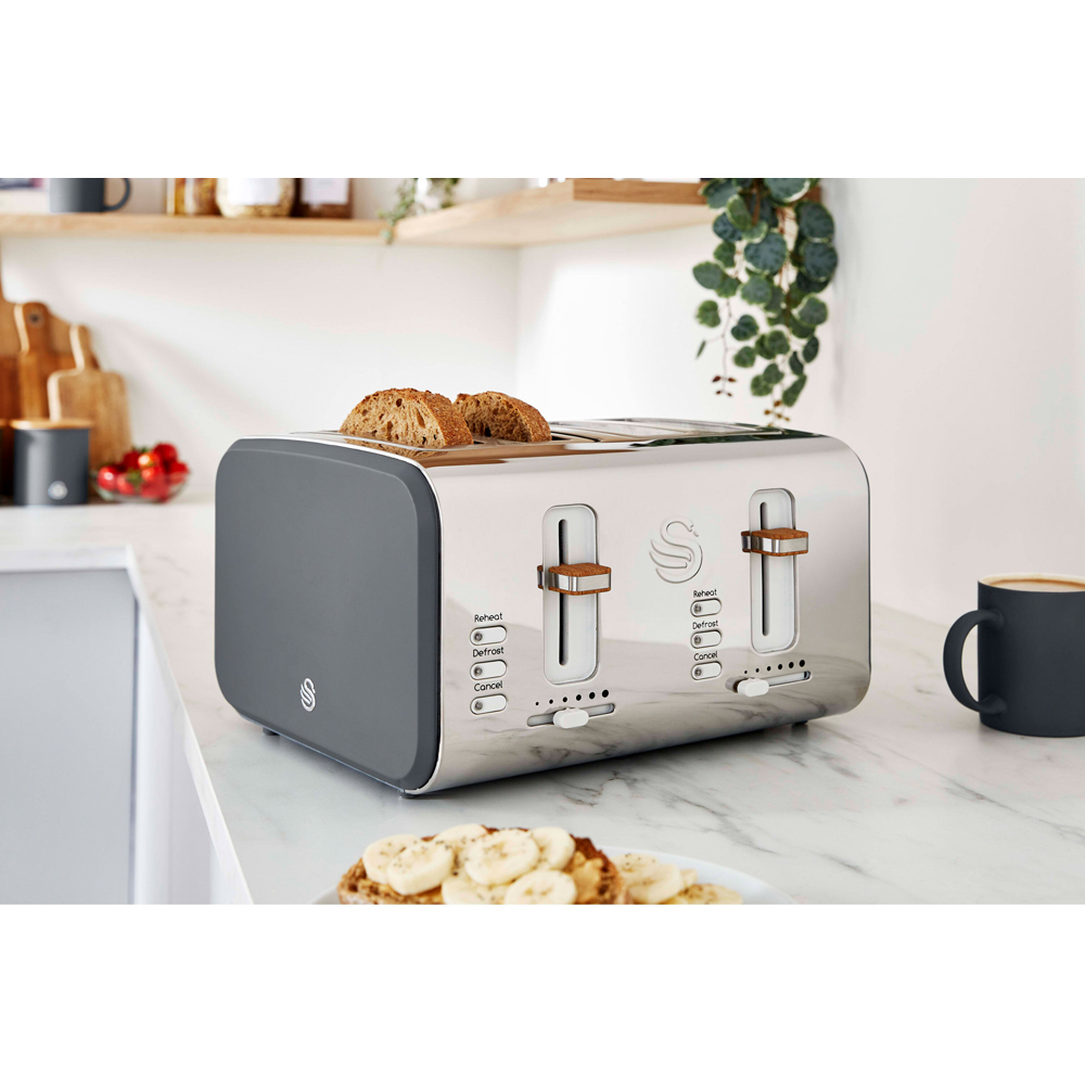 Swan Nordic EEJB145 Grey 4 Slice Toaster 1.7L Kettle and 20L Microwave Bundle Image 2