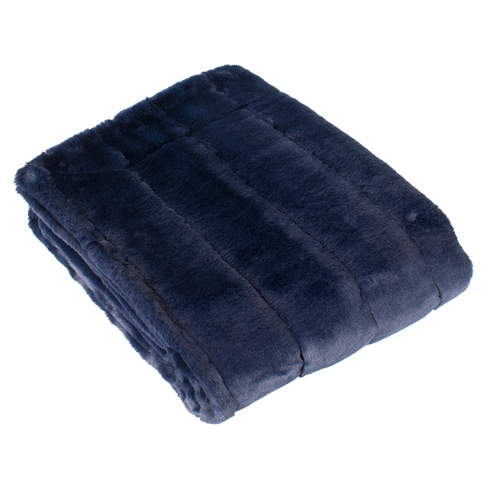 Paoletti Empress Navy Faux Fur Throw 130 x 180cm Image 3