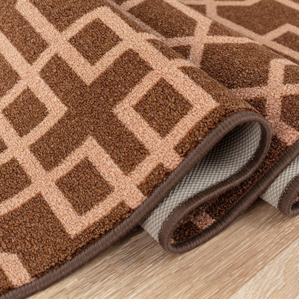 Home Base Mat Smart Living Siam Brown and Beige Gel Back Non-Slip Mat 67 x 120cm ...