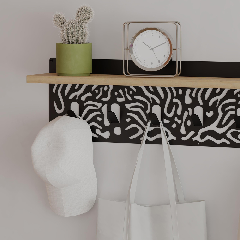 Decortie Novo Single Shelf Sapphire Oak Coat Hanger with Seven Hooks Image 3