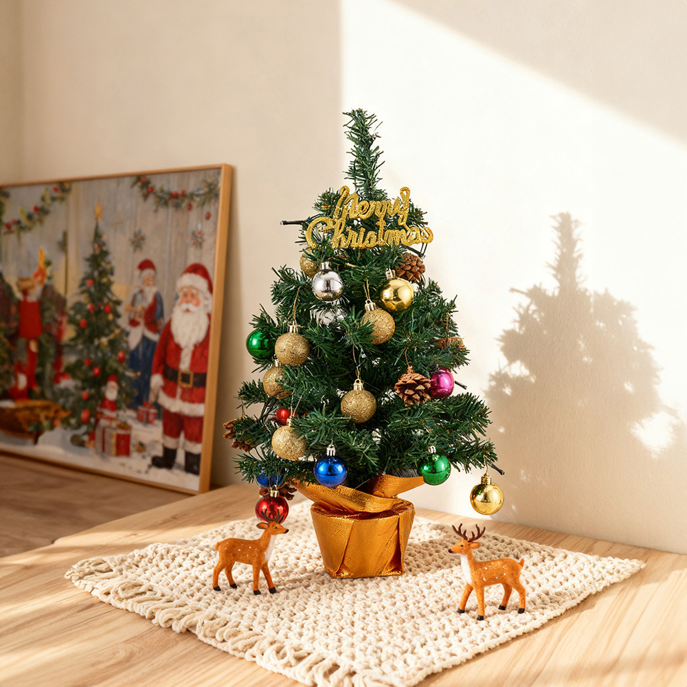 Living and Home Baubles Pinecones and Golden Base Mini Artificial Christmas Tree 1.7ft Image 7