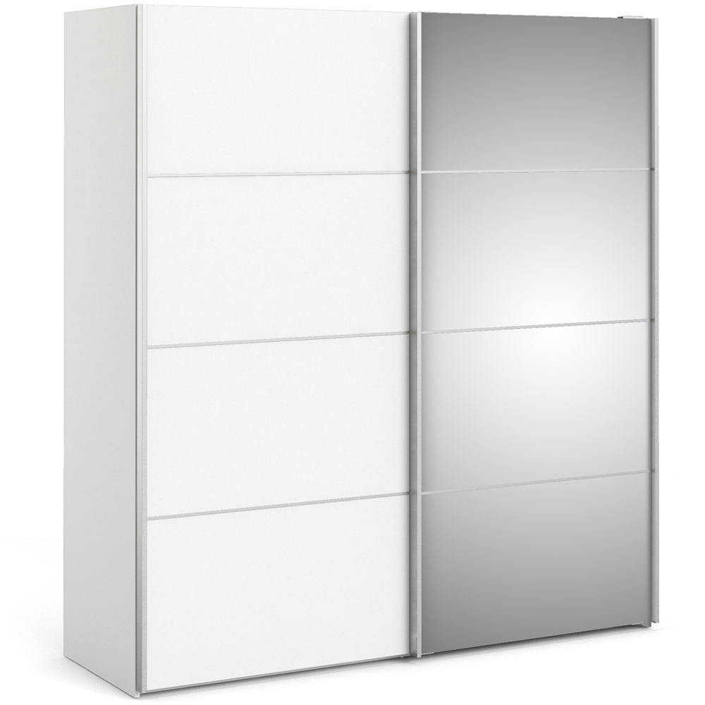 Verona 2 Door 2 Shelf White Mirrored Sliding Wardrobe Image 2