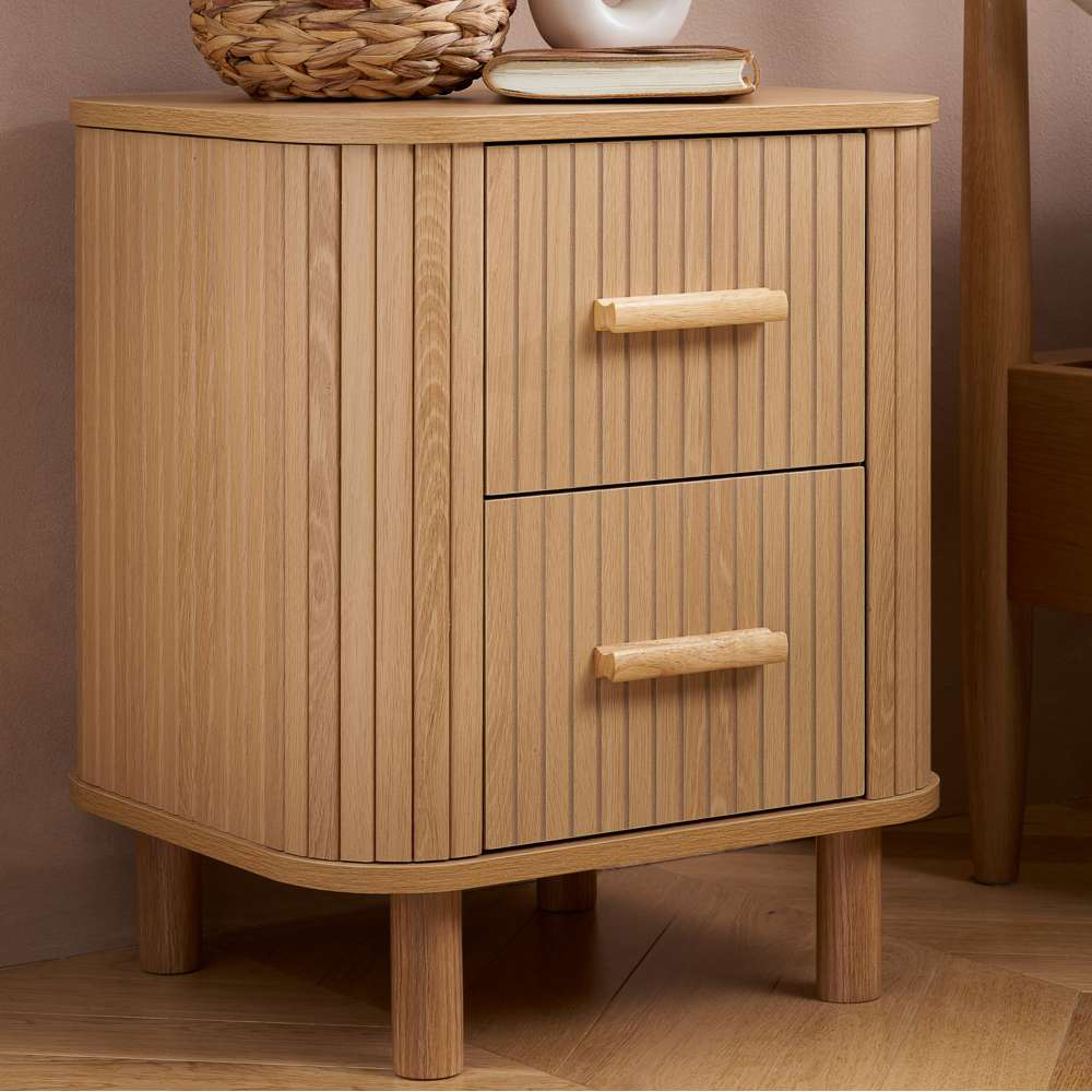 Birlea Axel 2 Drawer Fluted Bedside Table Image 1