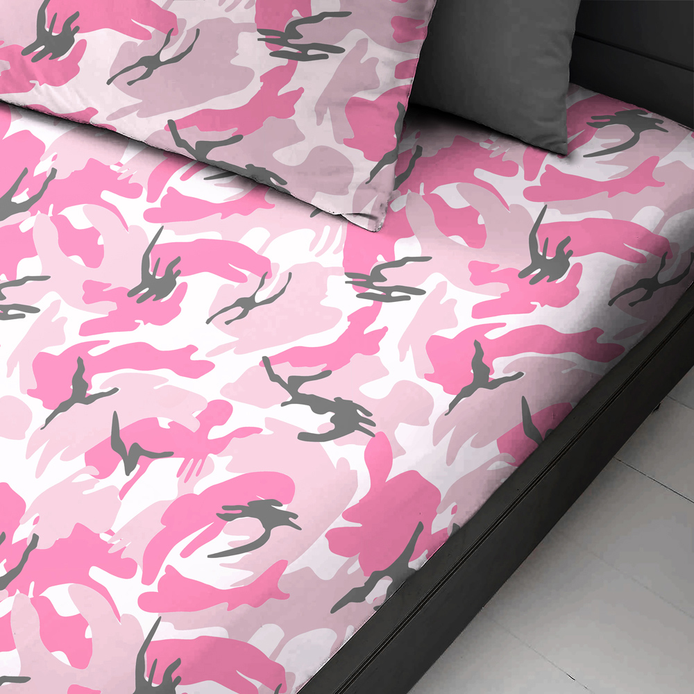 Velosso Double Camouflage Pink Fitted Sheet Image 2