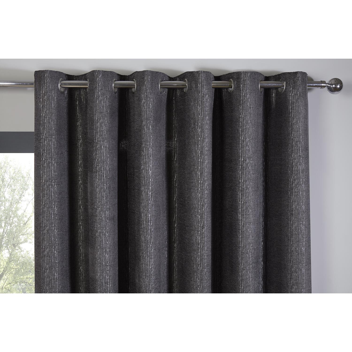 Nova Eyelet Curtain - Charcoal / 229cm / 168cm Image 3