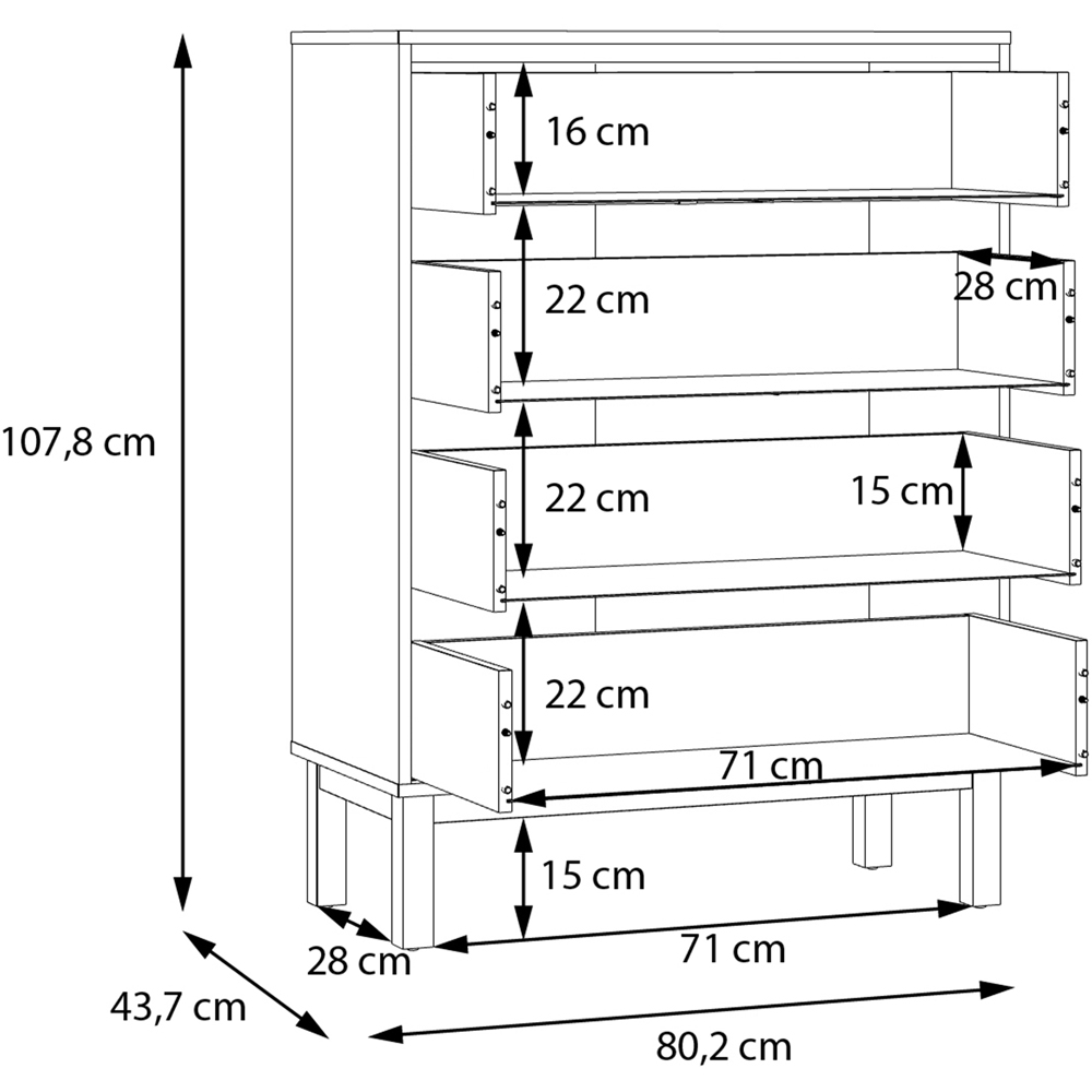 Florence Wensley 4 Drawer Light Grey and Oak Chest of Drawers Image 9