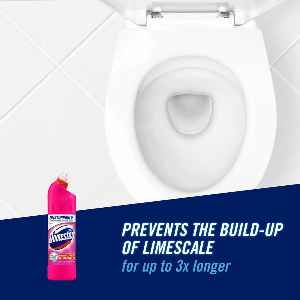 Domestos Pink Power Thick Bleach 750ml 3 Pack Image 3
