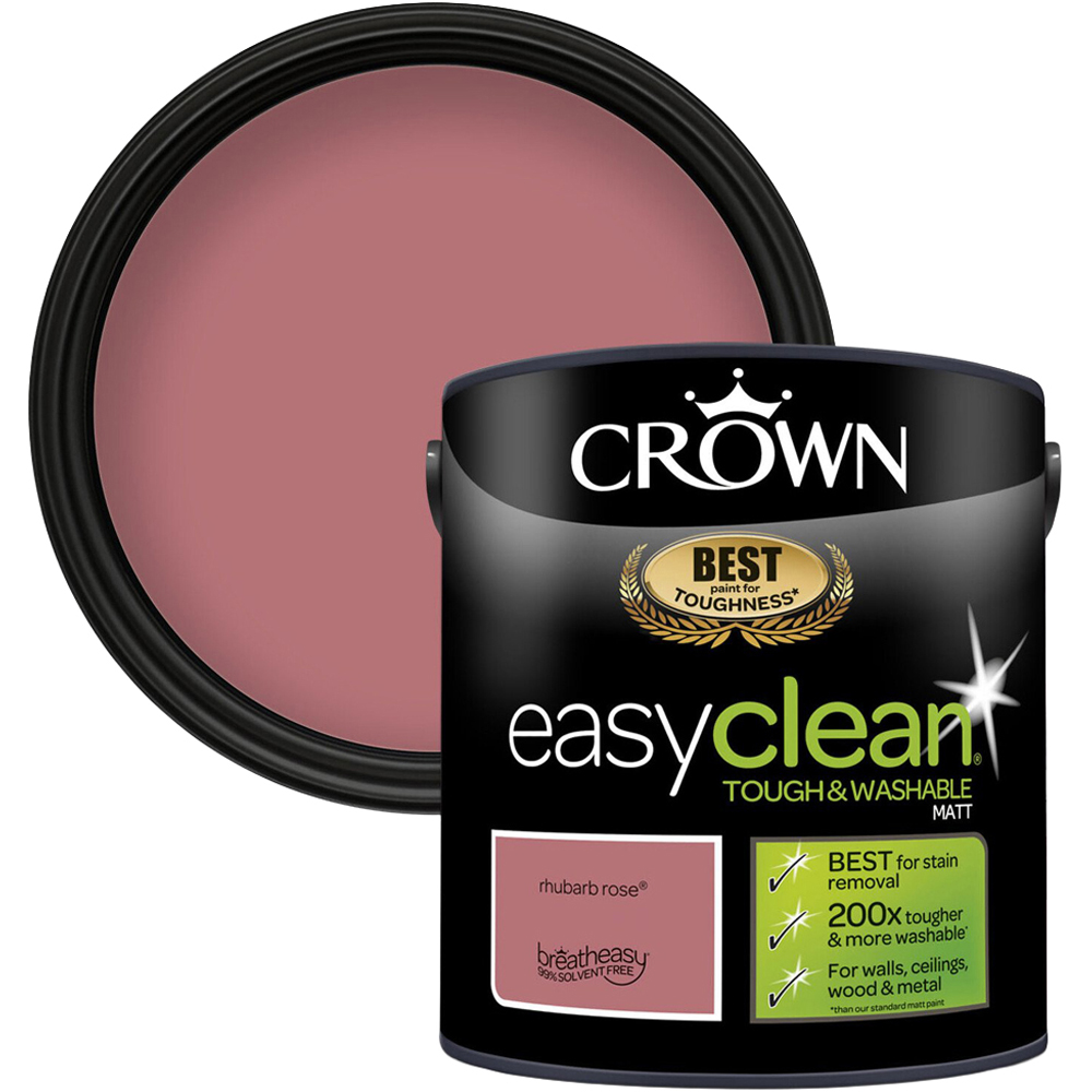 Crown Easyclean Matt Emulsion Paint - Rhubarb Rose Image 1
