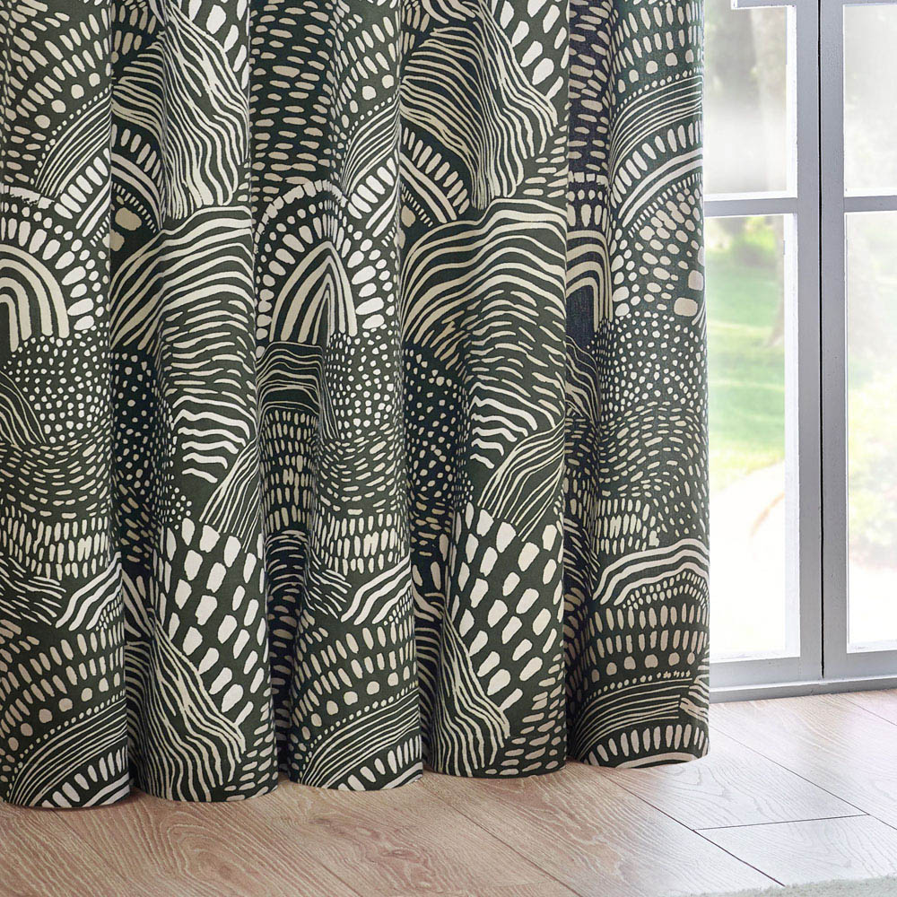 Hoem Nola Olive Abstract Eyelet Curtains 168 x 183cm Image 3