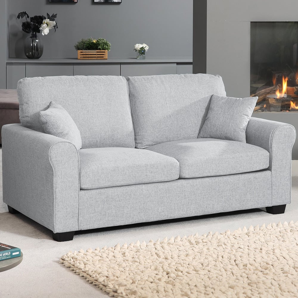 Dawson 2 Seater Light Grey Fabric Sofa Bed Image 1
