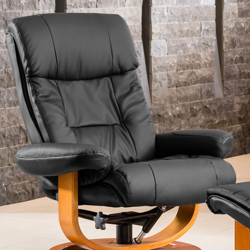 Artemis Home Barriston Black Massage and Heat Swivel Recliner Chair with Footstool Image 2