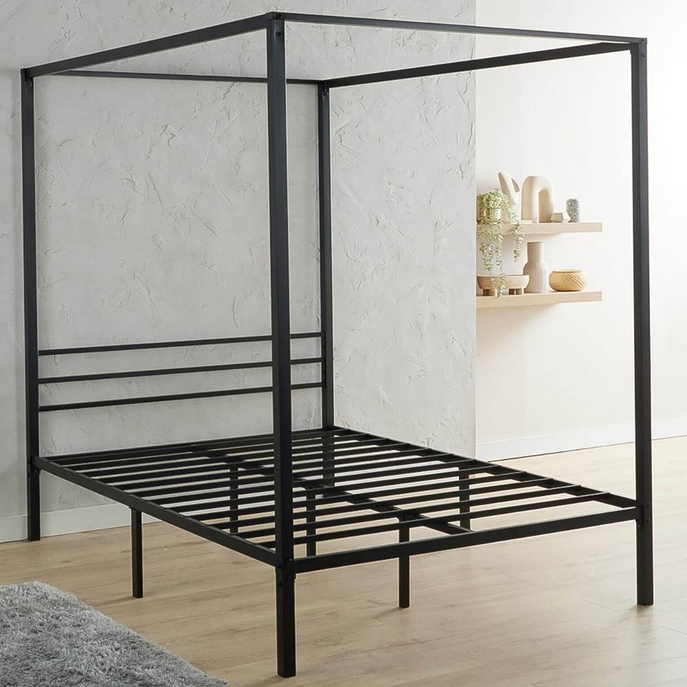 Home Source Sierra Double Black Metal 4 Poster Bed Frame Image 1