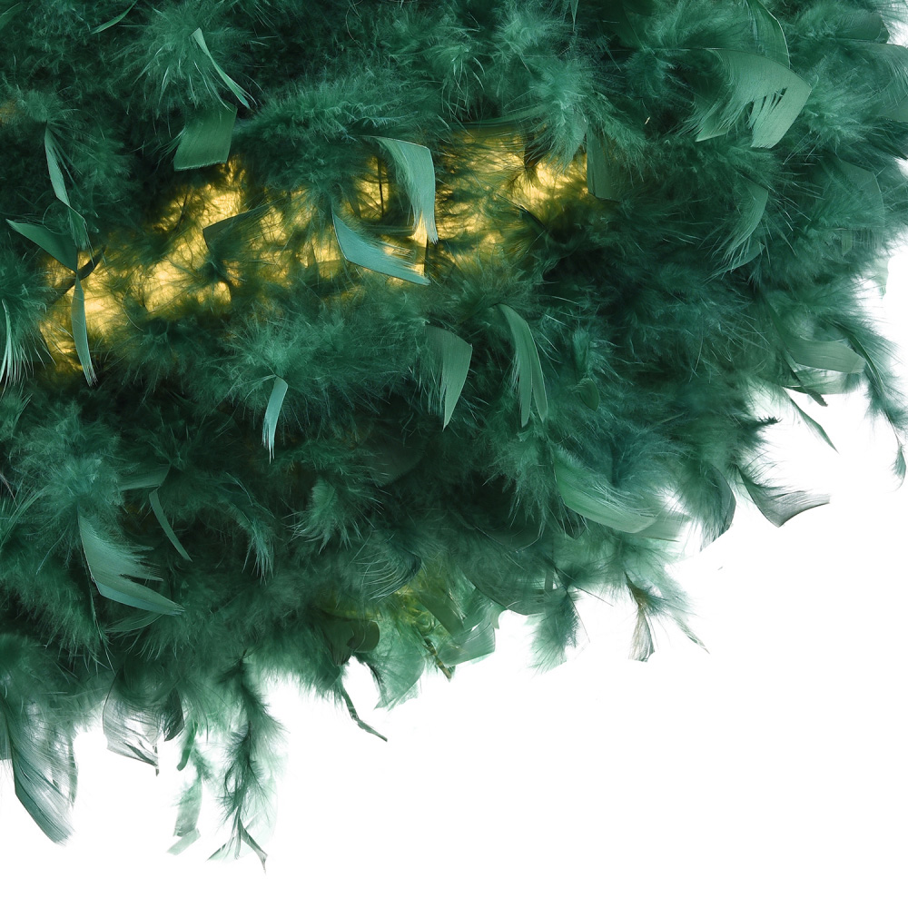 Happy Homewares Green Real Feather Decorated Pendant Shade Large Image 5