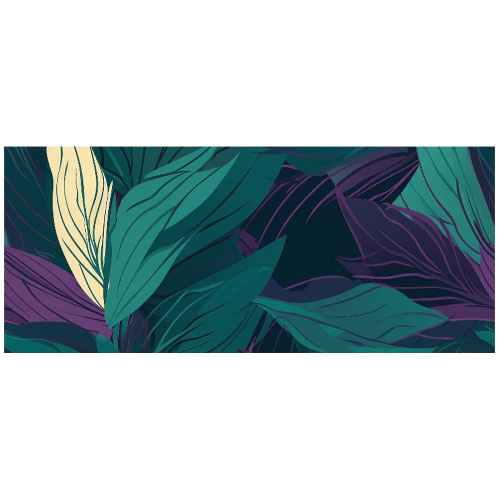 Warren Reed Designer Green and Purple Tropical Leaves Glass Bathroom Splashback 25 x 60cm Image 2