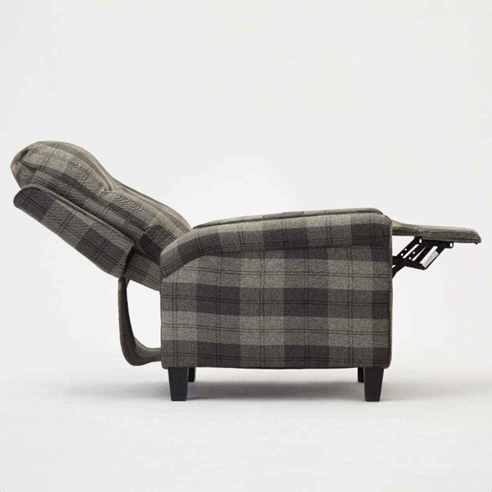 Home Detail Evan Grey Tartan Manual Recliner Chair Image 4
