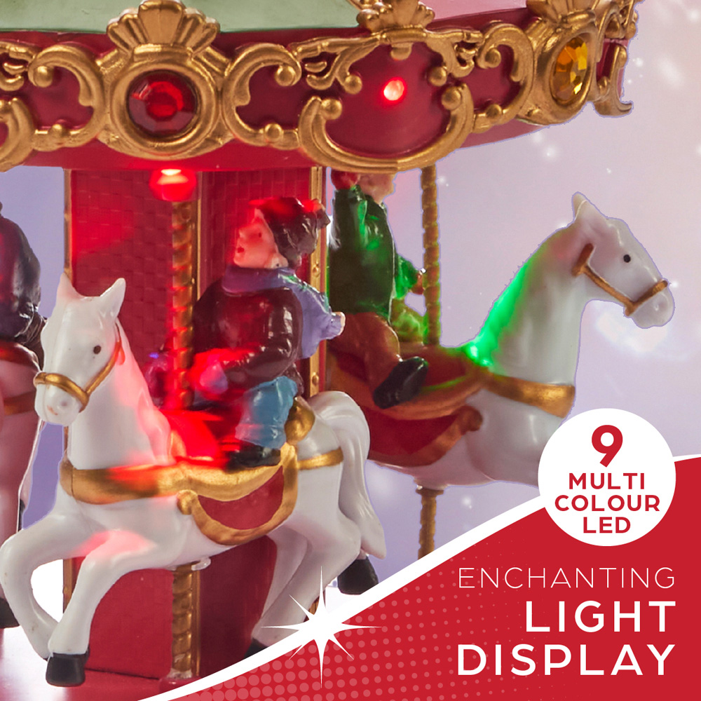 The Christmas Workshop LED Rotating Carousel Decoration Ornament with Classic Carols Image 5