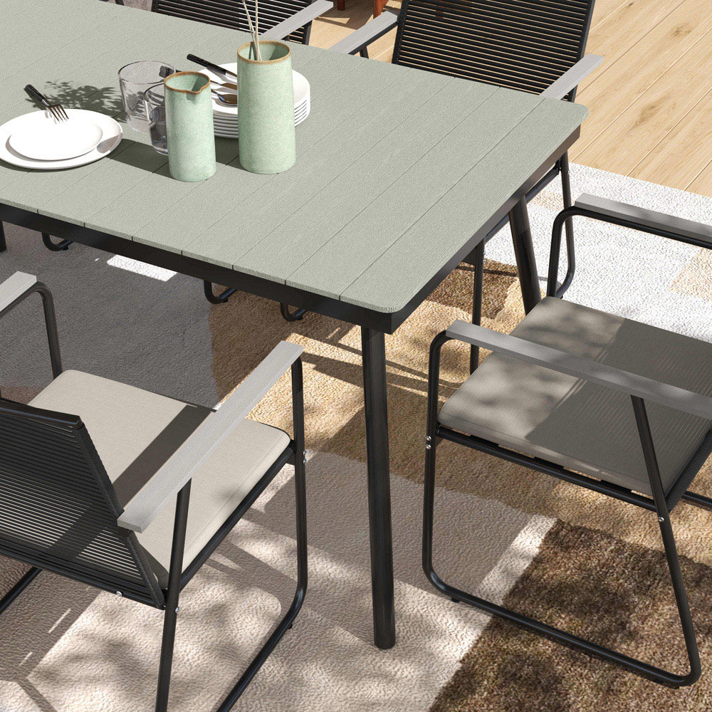 Outsunny 6 Seater Rattan Garden Dining Set Grey Image 3