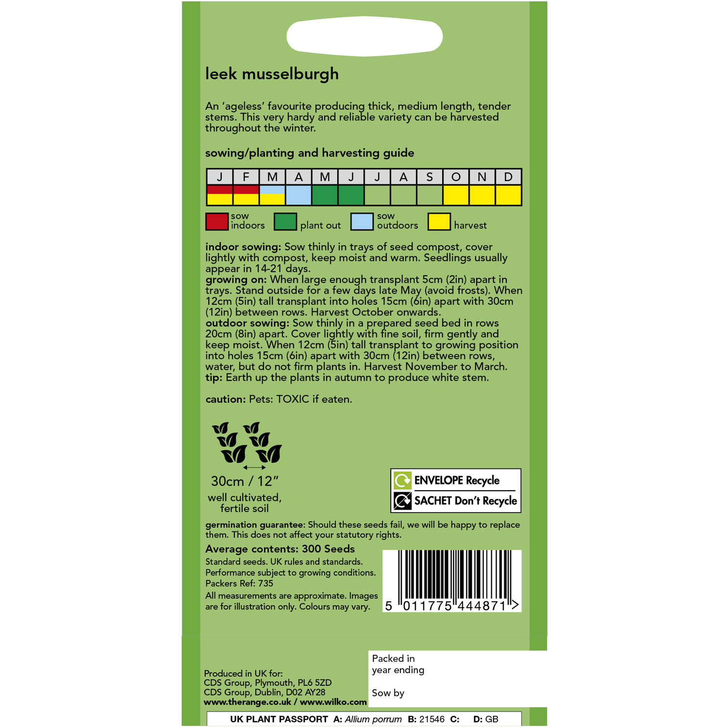 Wilko Leek Musselburgh Seeds Image 2