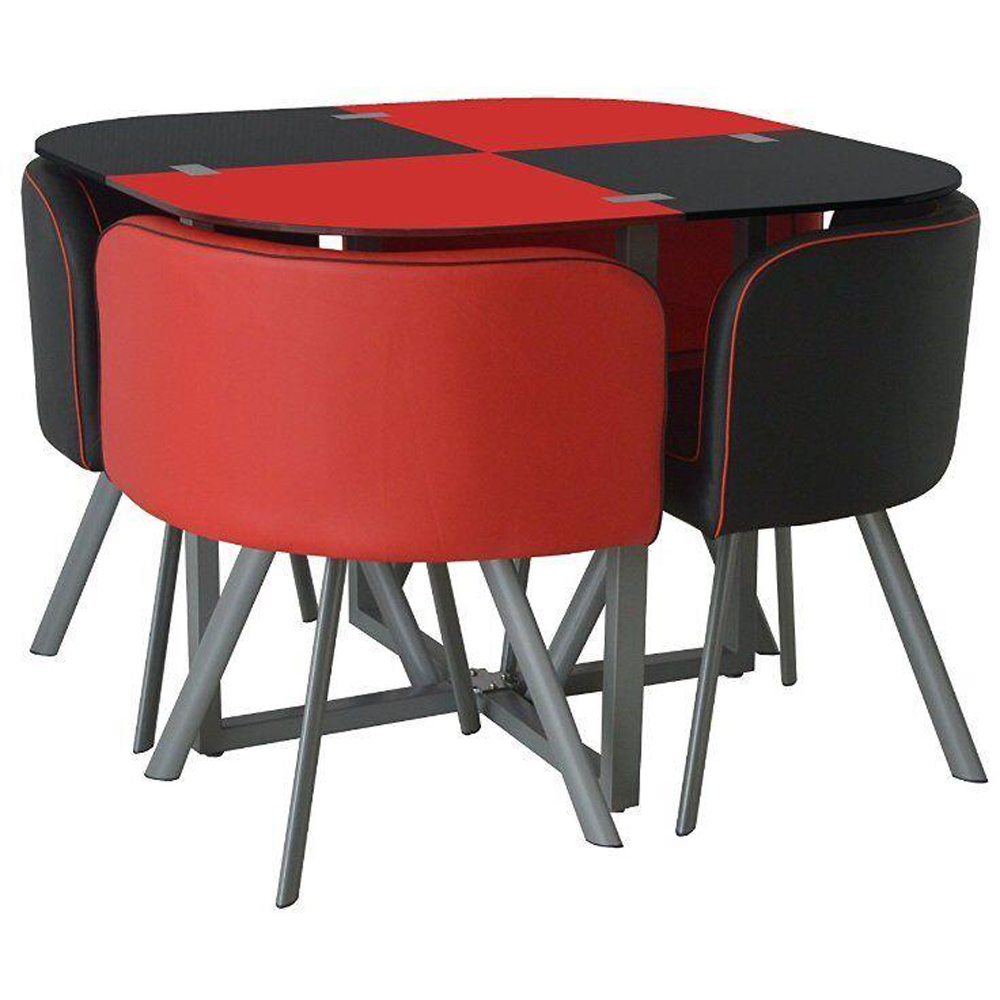 Kosy Koala 4 Seater Leather Dining Set Red and Black Image 3